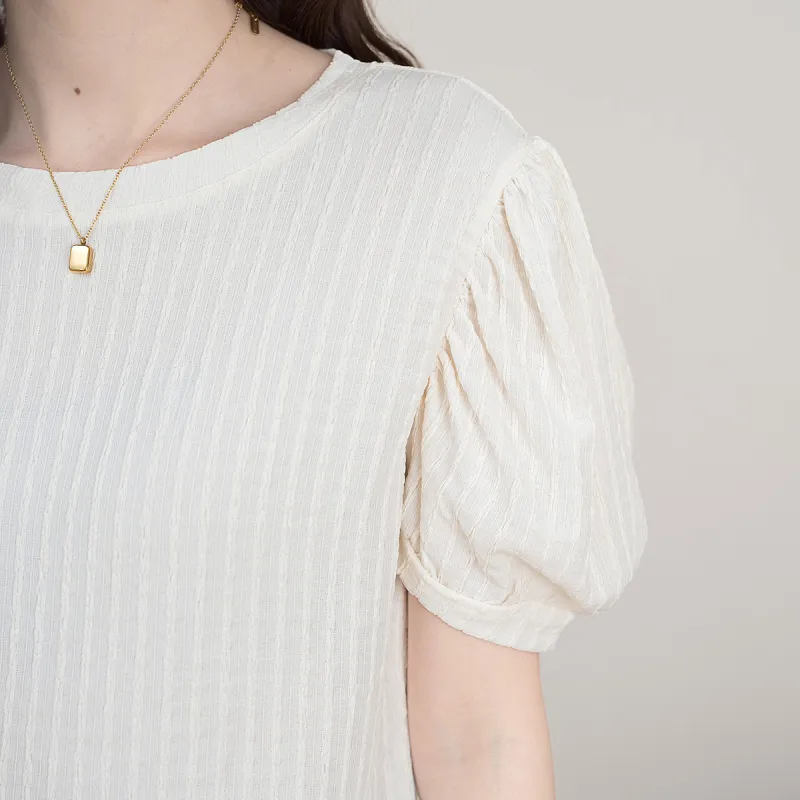 FAWENXIANGZI Puff Sleeve T Shirt Women's-4