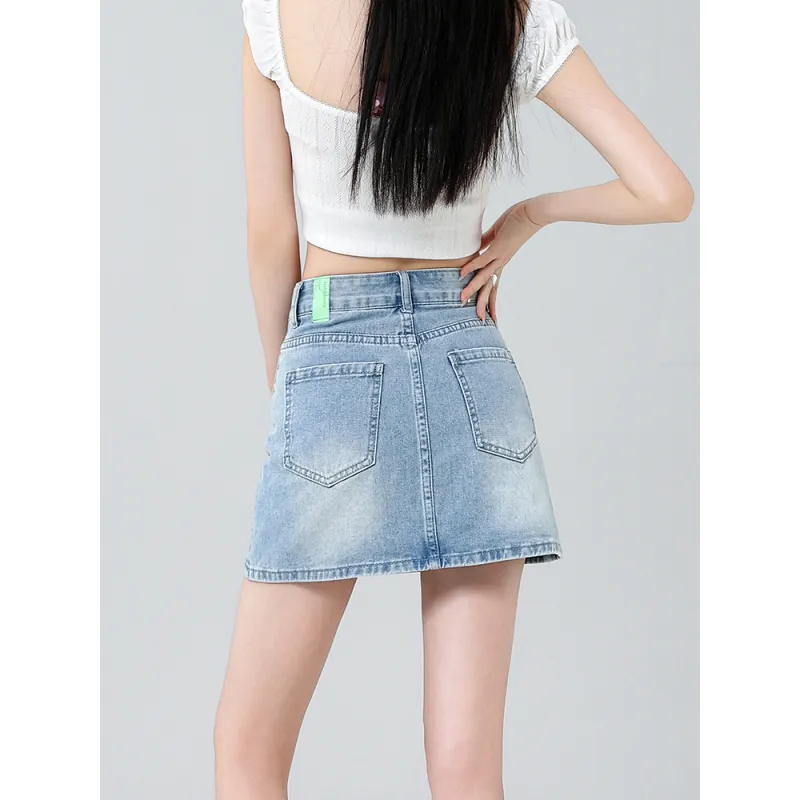 YINLEI Denim Short Skirts Women's-5