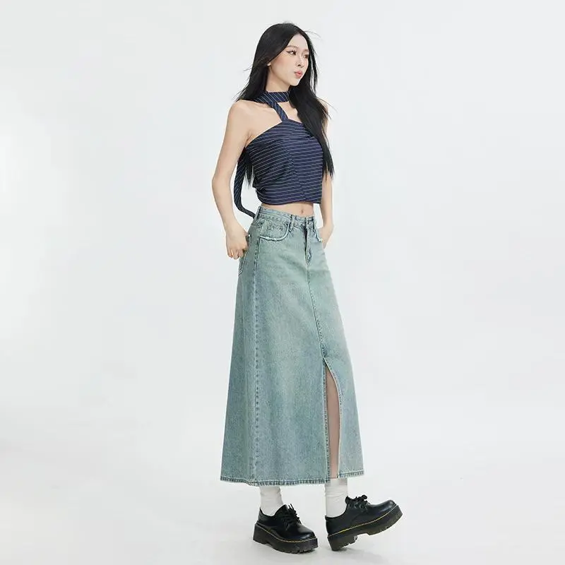 YINLEI Denim Long Skirt Women's-3