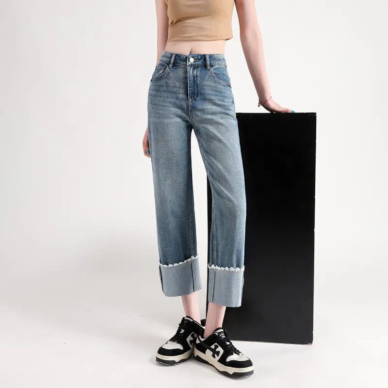 FAWENXIANGZI Jeans Women's Medium Blue-5