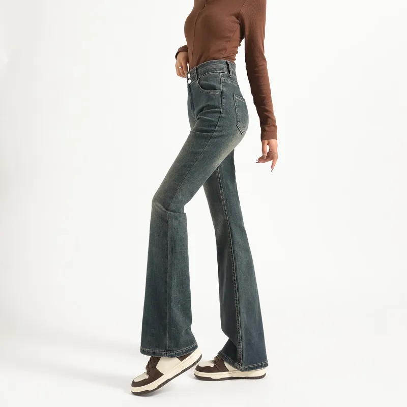 FAWENXIANGZI Jeans Women's Vintage Blue-2