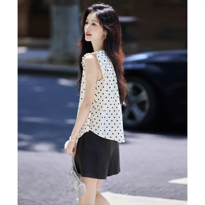 Still quiet Shirts Women's Beige Polka Dot-5