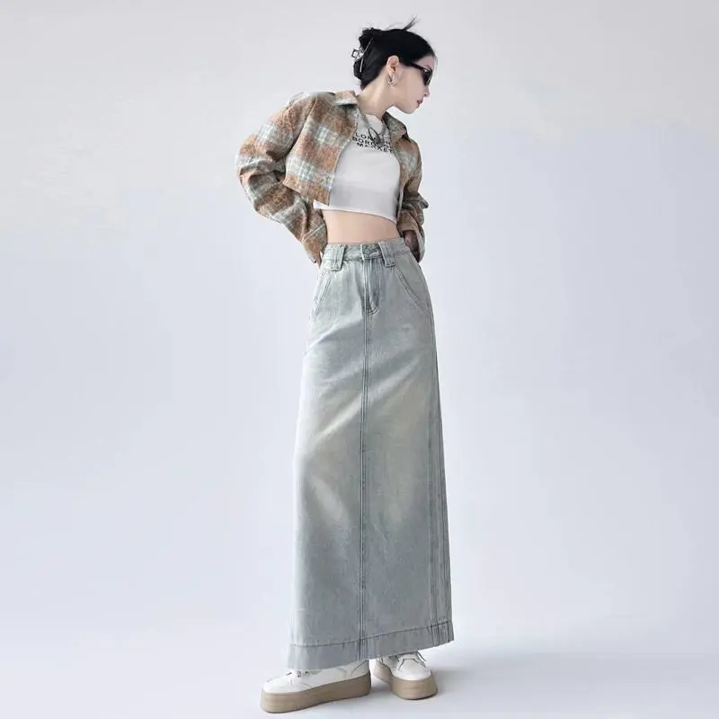 YINLEI Denim Long Skirt Women's-1