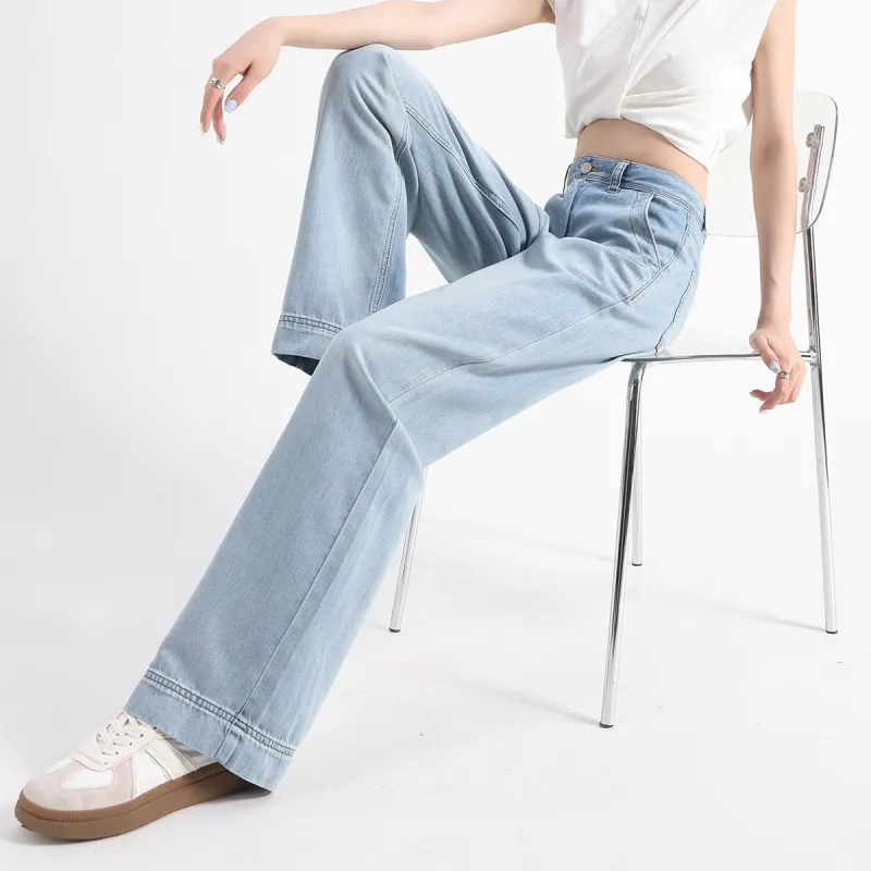 FAWENXIANGZI Jeans Women's Light Blue-10