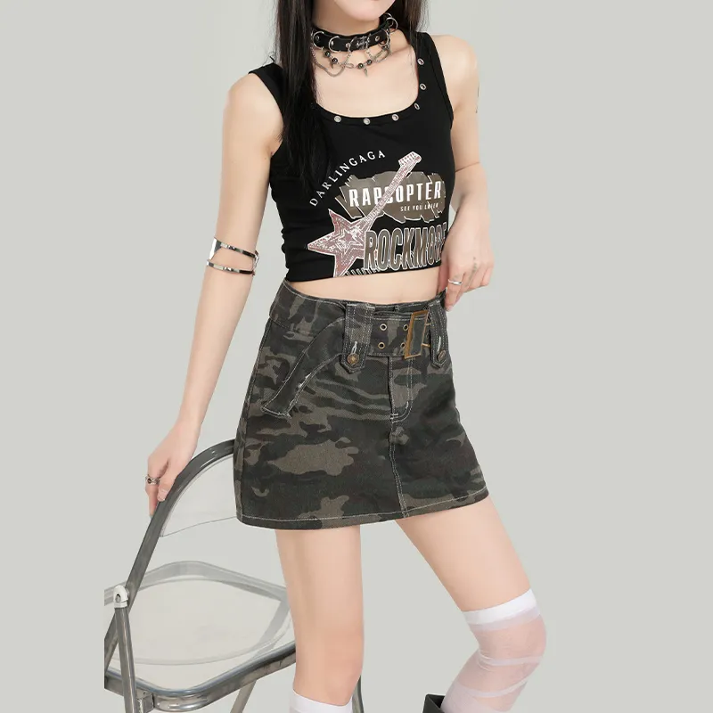 YINLEI Denim Short Skirts Women's-3