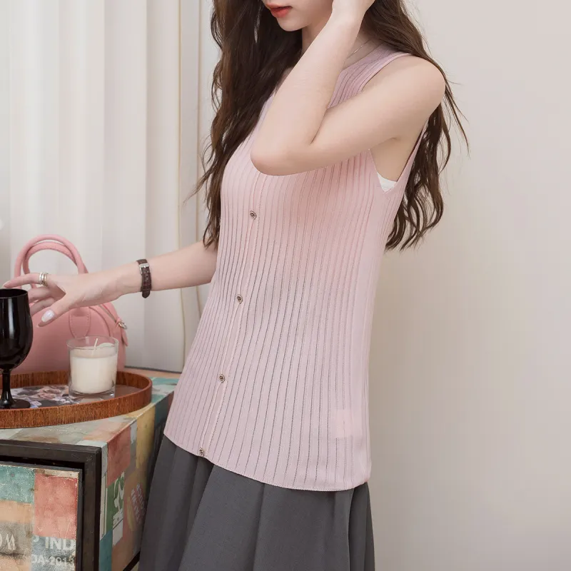 FAWENXIANGZI Tank Tops Women's Pink-4