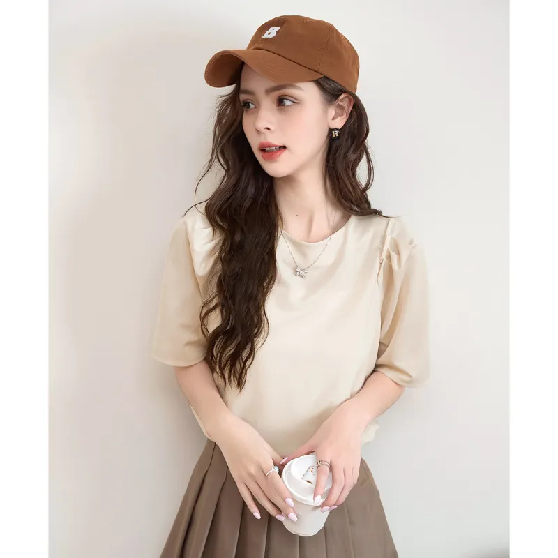 FAWENXIANGZI Puff Sleeve T Shirt Women's-4