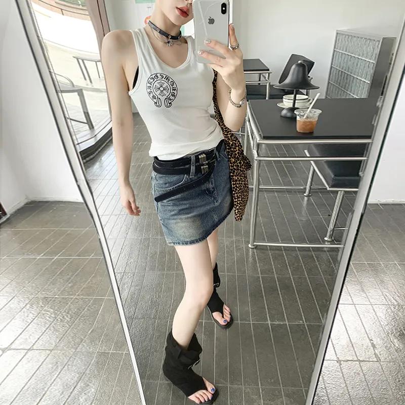 YINLEI Denim Short Skirts Women's-2