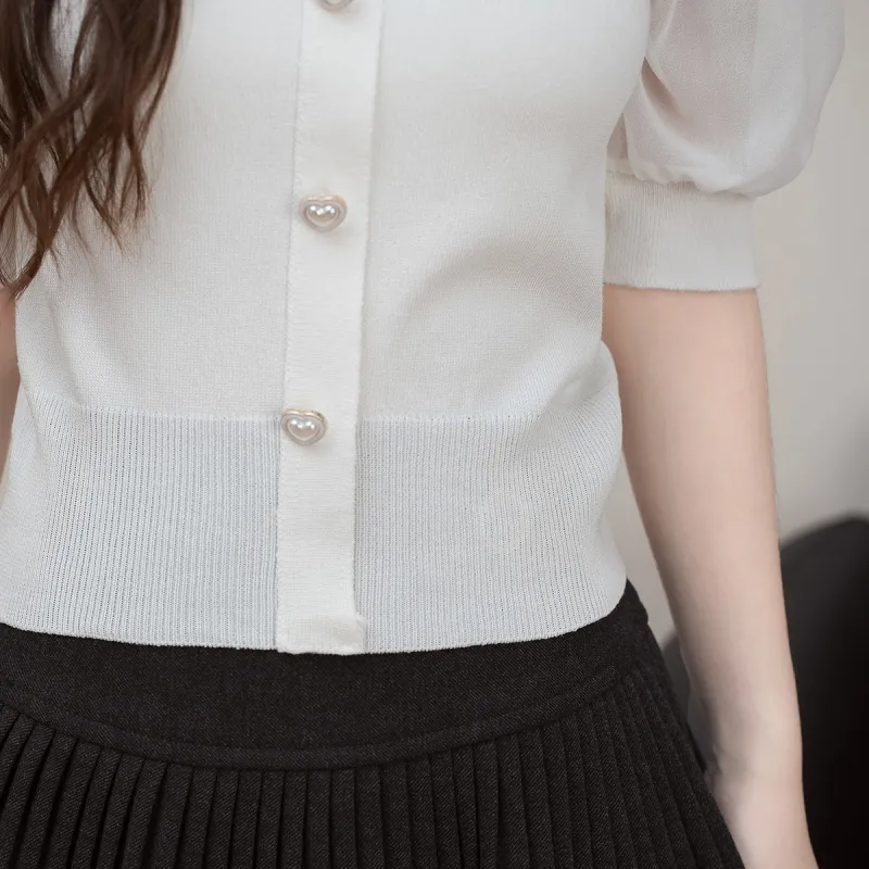 FAWENXIANGZI Puff Sleeve T Shirt Women's-4