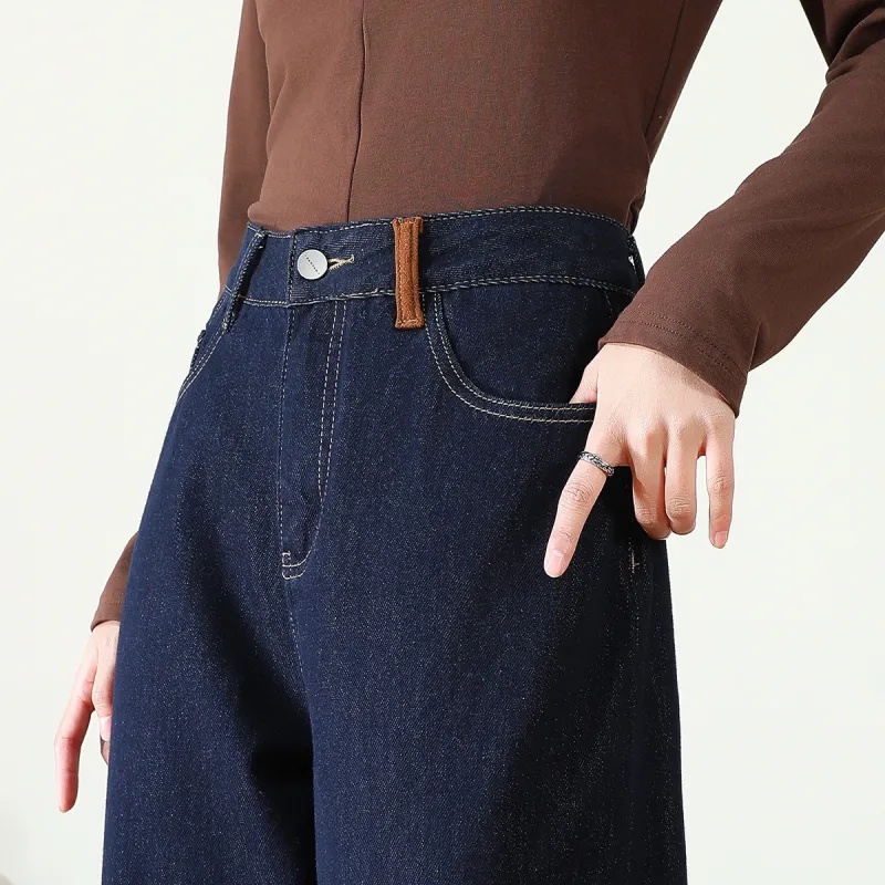 FAWENXIANGZI Jeans Women's Dark Blue-9