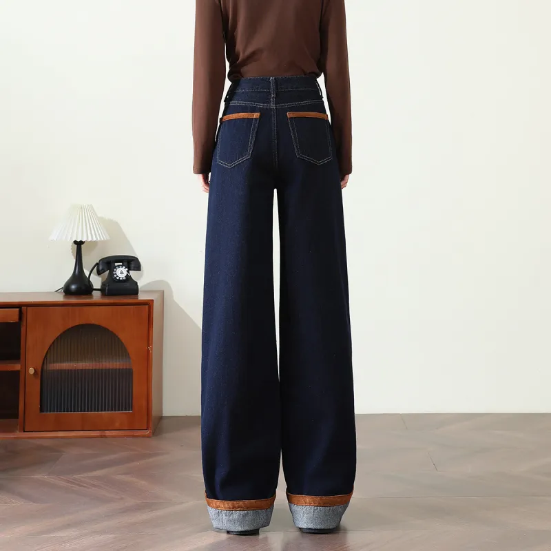 FAWENXIANGZI Jeans Women's Dark Blue-8