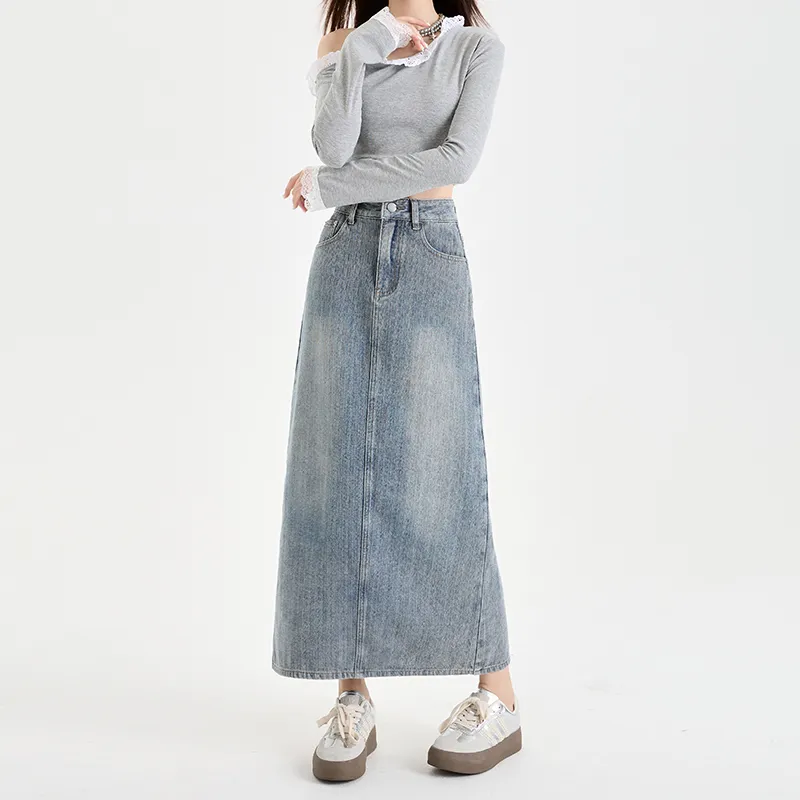 YINLEI Denim Long Skirt Women's-2