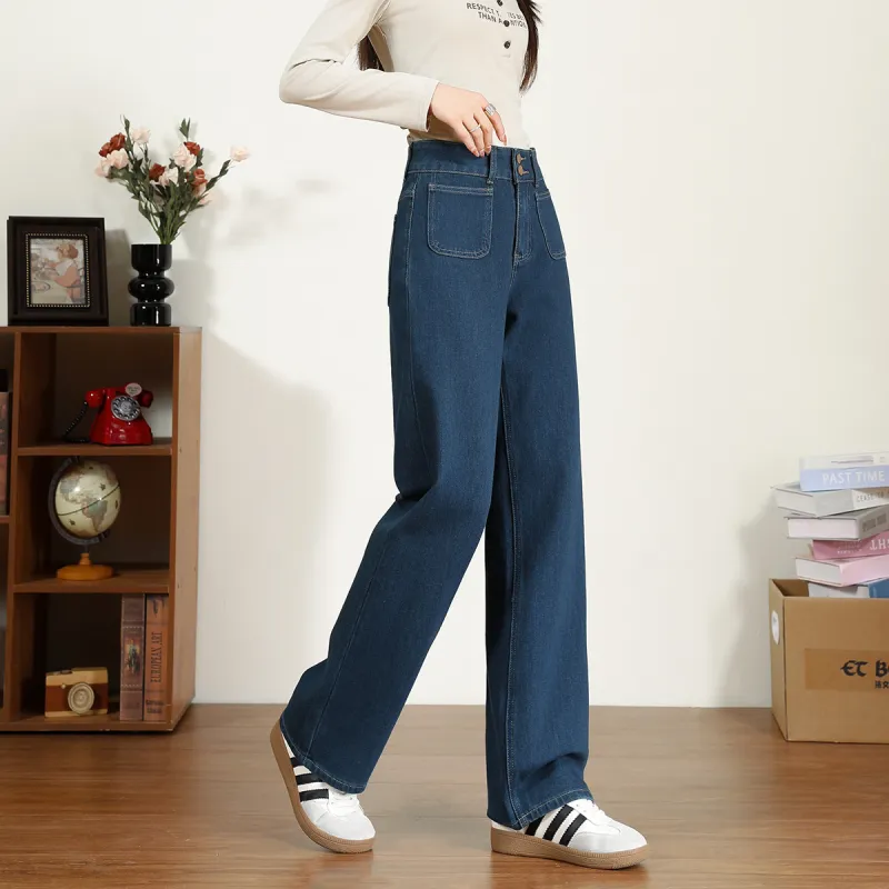 FAWENXIANGZI Jeans Women's Dark Blue-1