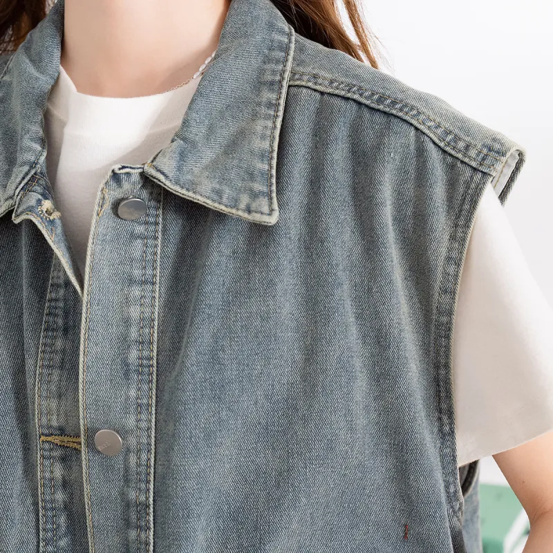 FAWENXIANGZI Vests Women's Light Blue-5