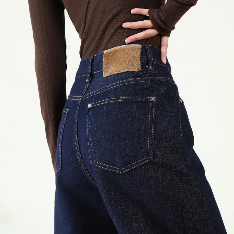 FAWENXIANGZI Jeans Women's Dark Blue-9