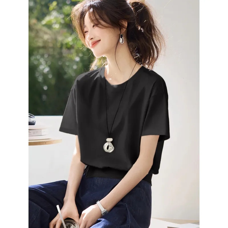 Mo Han Yi Mei T Shirts Women's Black-1