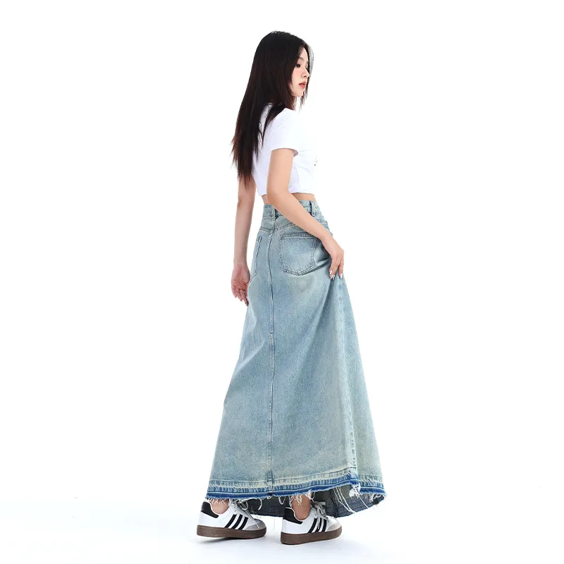 YINLEI Denim Long Skirt Women's-4