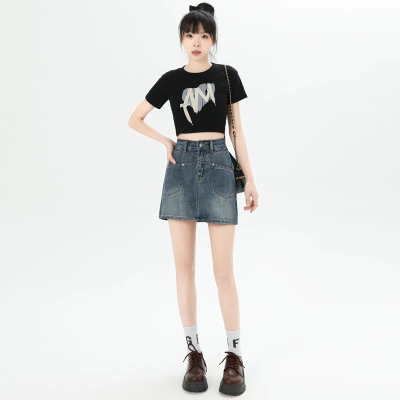 YINLEI Denim Short Skirts Women's-2
