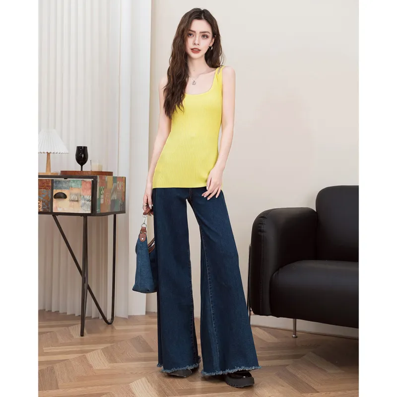 FAWENXIANGZI Tank Tops Women's Yellow-2