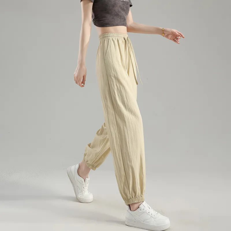 Tonlion Casual Pants Women's Beige Apricot-4