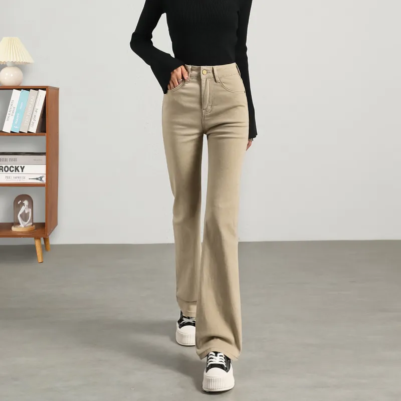FAWENXIANGZI Jeans Women's Khaki-5