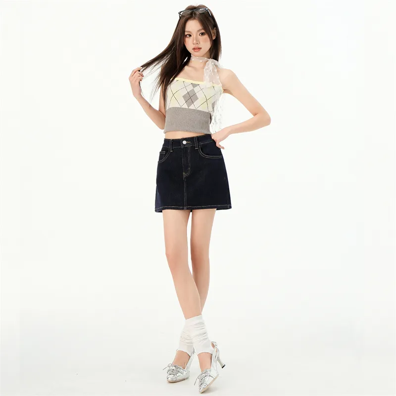 YINLEI Denim Short Skirts Women's-2