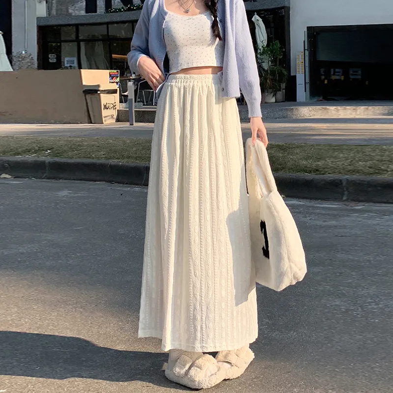 YINLEI Knit Long Skirts Women's Apricot-3