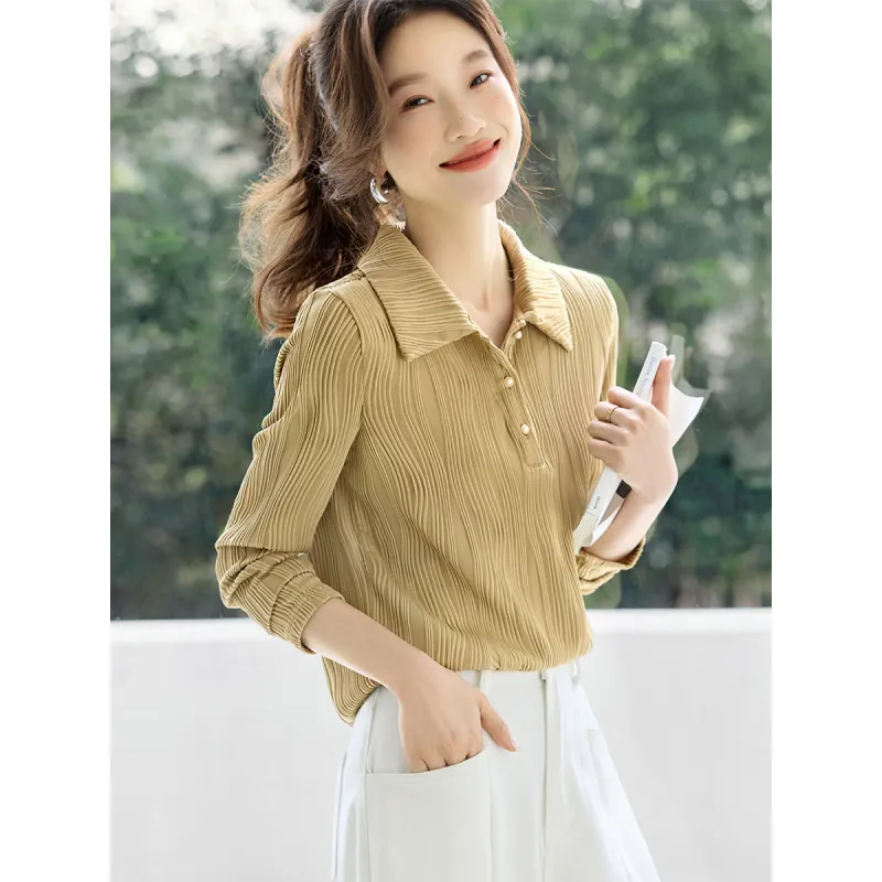 Mo Han Yi Mei Shirts Women's Vanilla Green-3