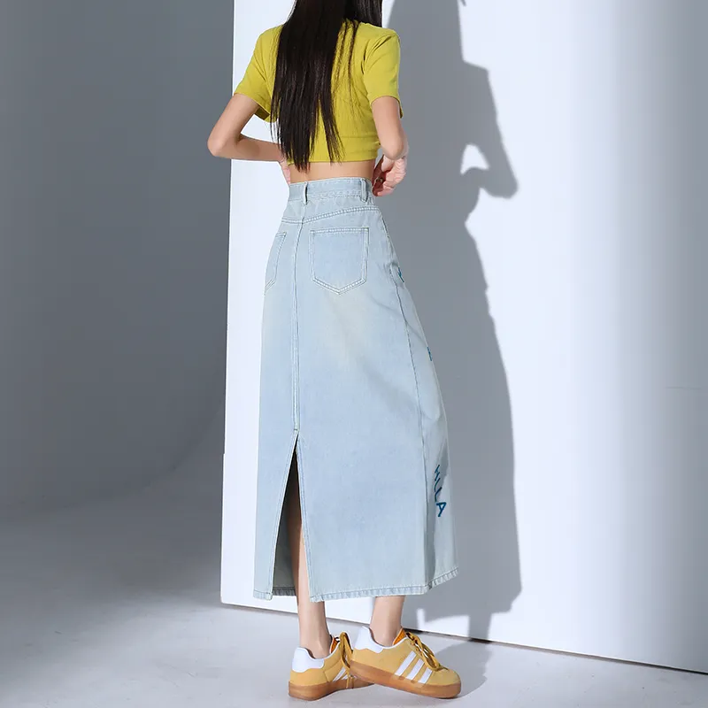YINLEI Denim Long Skirt Women's-4