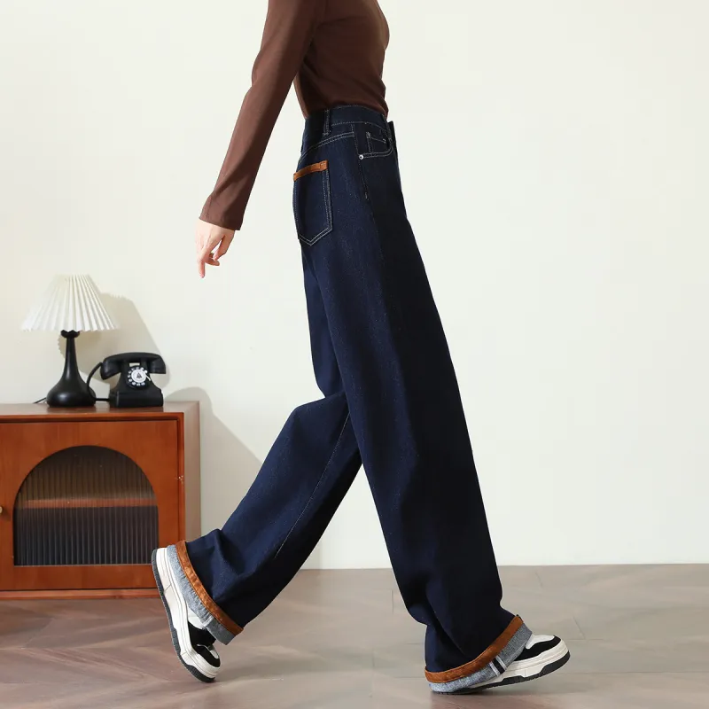 FAWENXIANGZI Jeans Women's Dark Blue-5