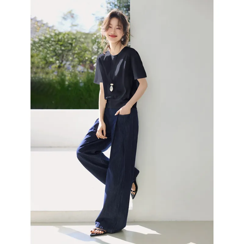 Mo Han Yi Mei T Shirts Women's Black-2