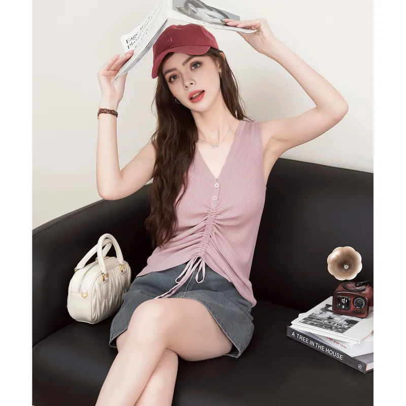 FAWENXIANGZI Tank Tops Women's Pink-1