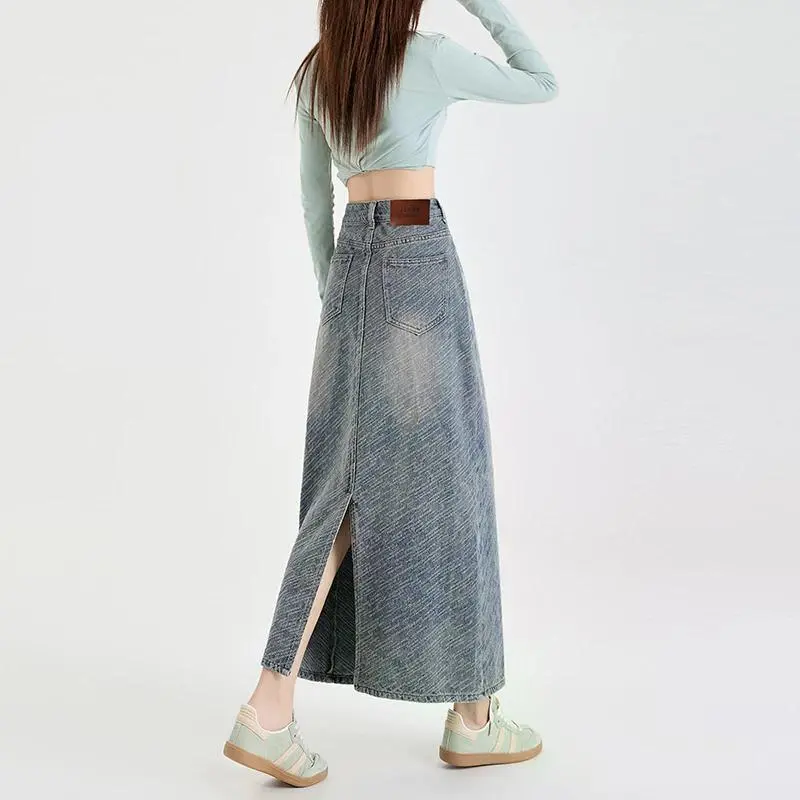 YINLEI Denim Long Skirt Women's-3