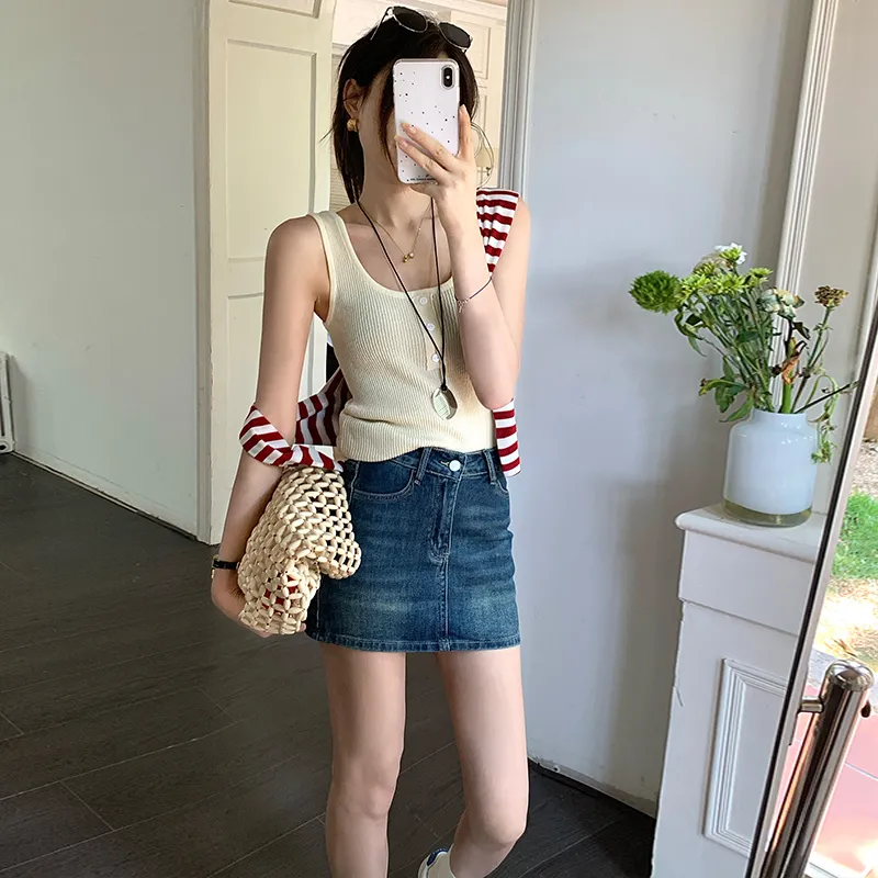 YINLEI Denim Short Skirts Women's-2