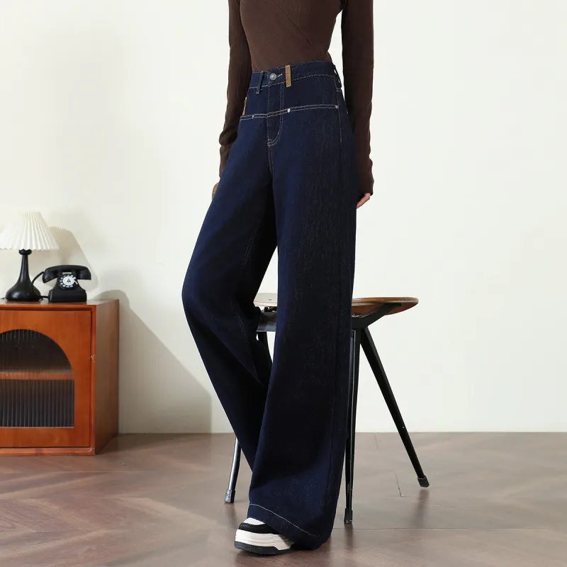 FAWENXIANGZI Jeans Women's Dark Blue-2