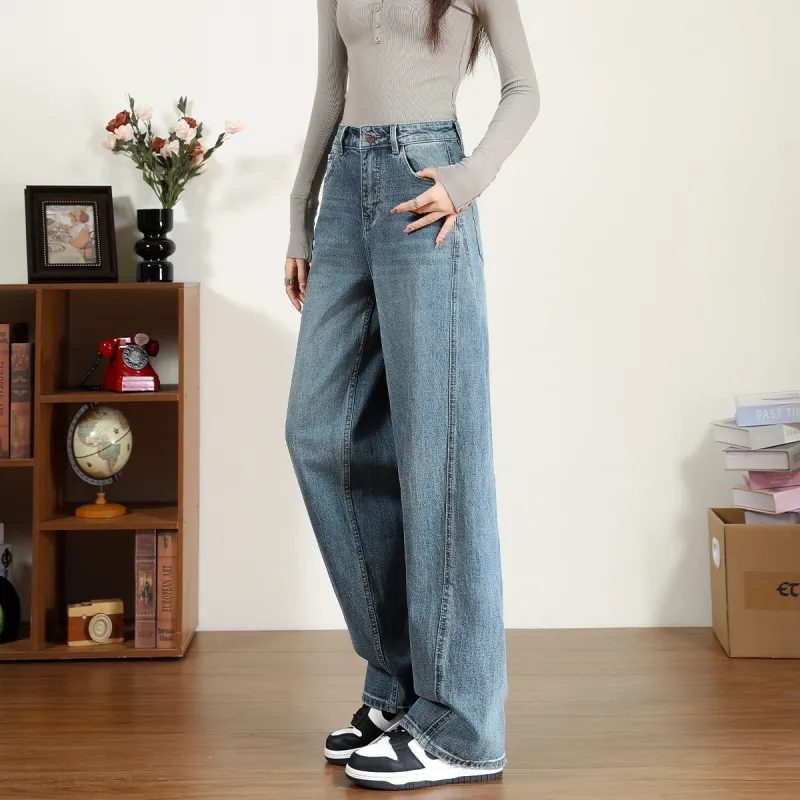 FAWENXIANGZI Jeans Women's Light Blue-3