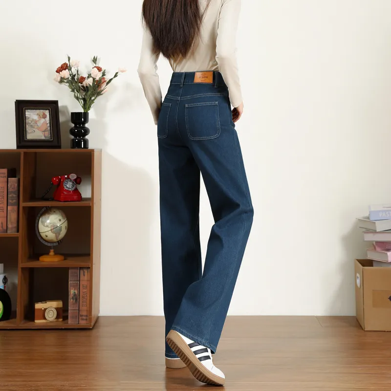 FAWENXIANGZI Jeans Women's Dark Blue-7