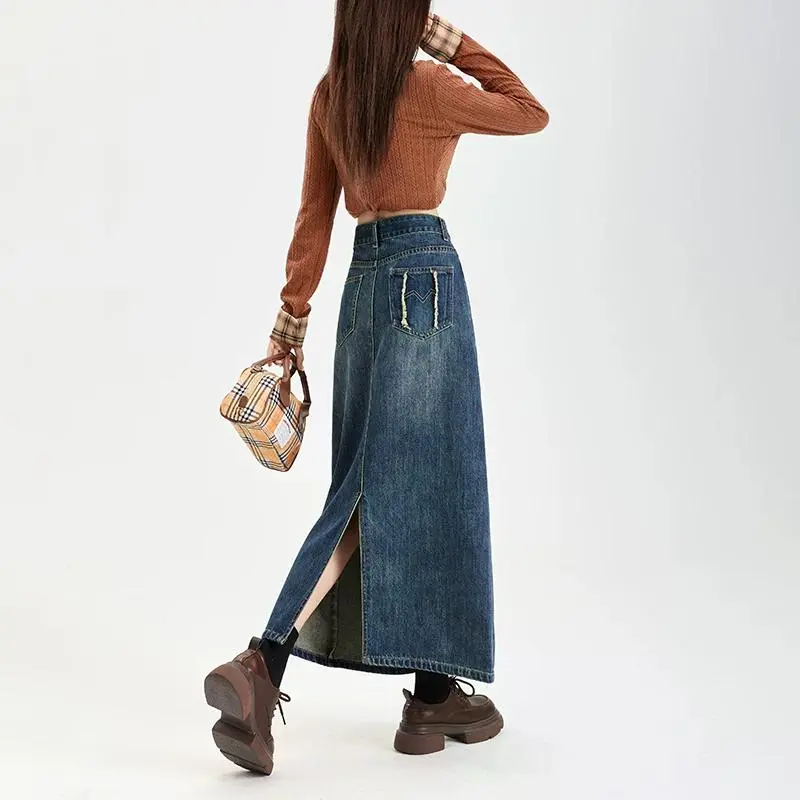 YINLEI Denim Long Skirt Women's-5