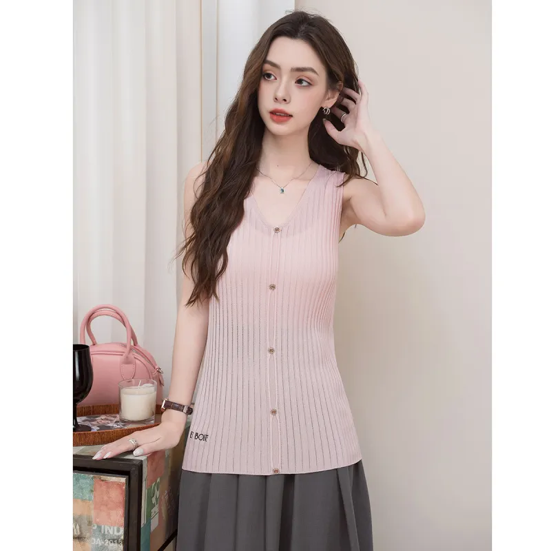 FAWENXIANGZI Tank Tops Women's Pink-1