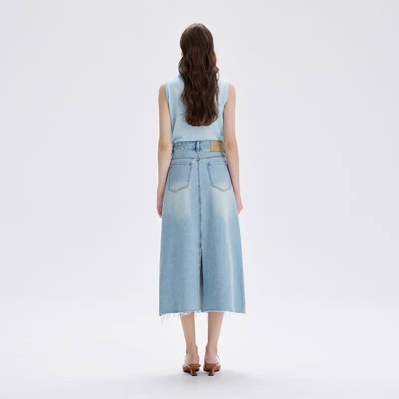 YINLEI Denim Long Skirt Women's-5