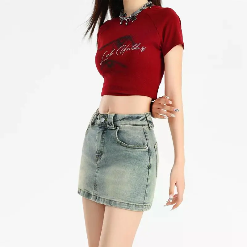 YINLEI Denim Short Skirts Women's-3