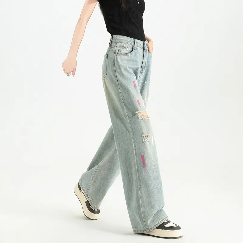 FAWENXIANGZI Jeans Women's Light Blue-5