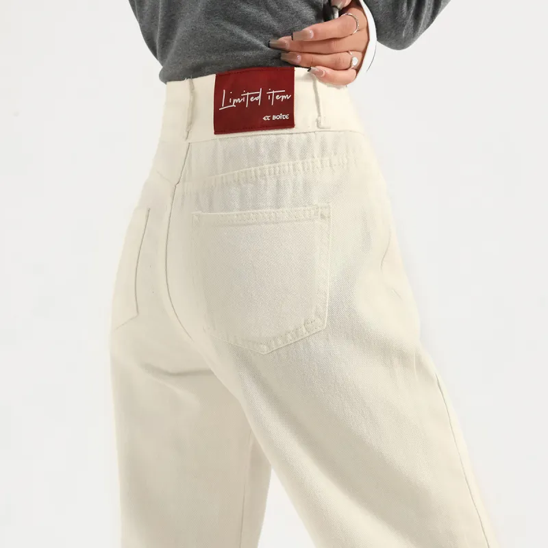 FAWENXIANGZI Jeans Women's Ecru-2