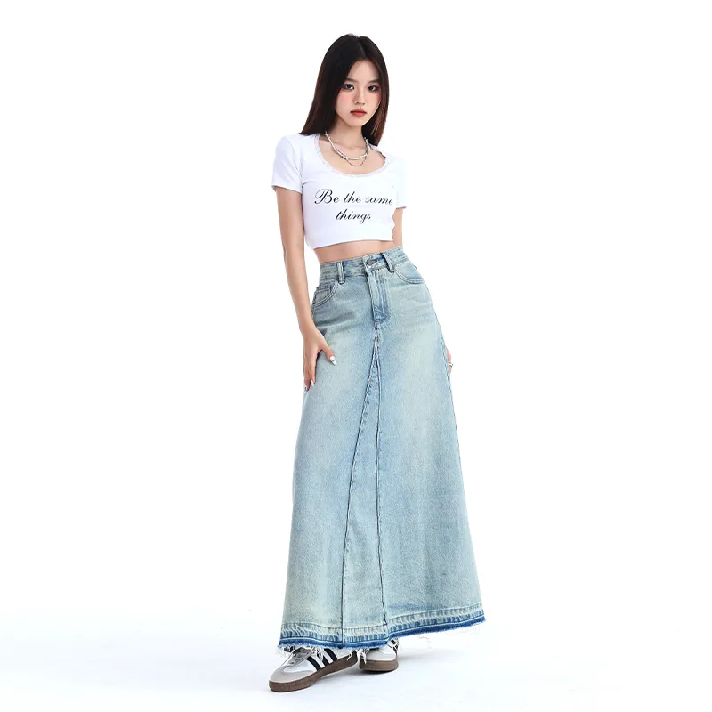 YINLEI Denim Long Skirt Women's-0