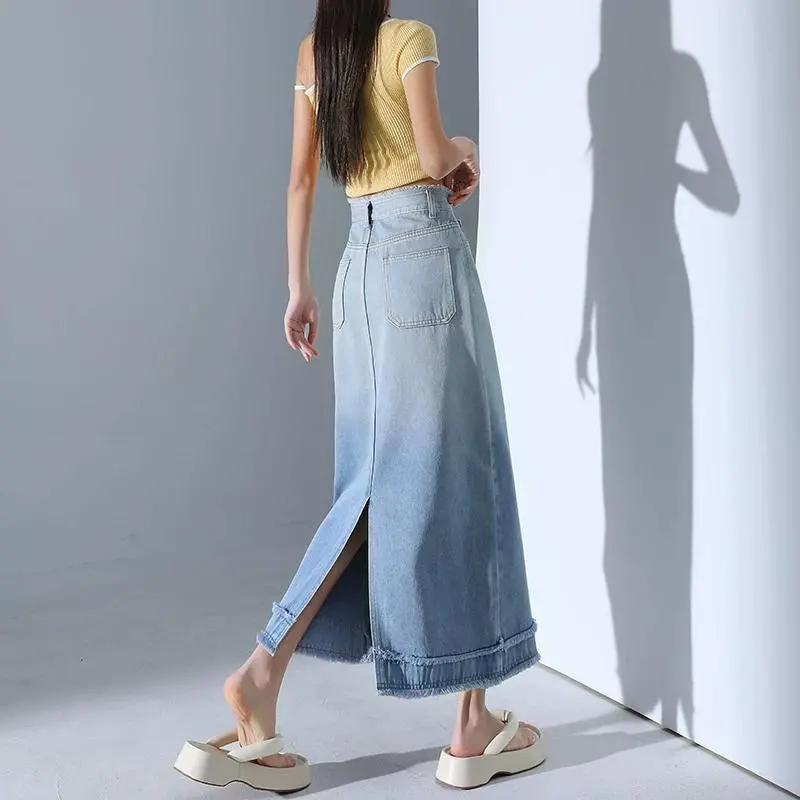 YINLEI Denim Long Skirt Women's-4