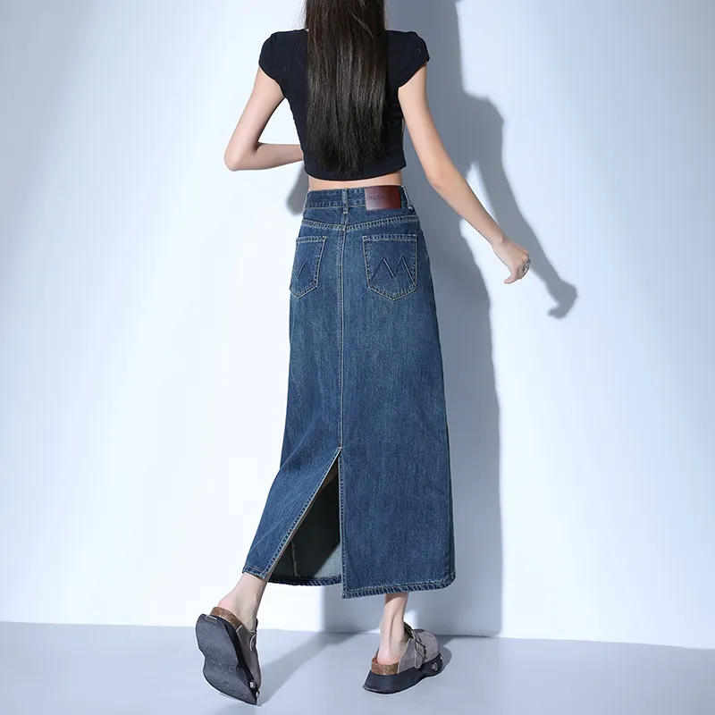 YINLEI Denim Long Skirt Women's-5