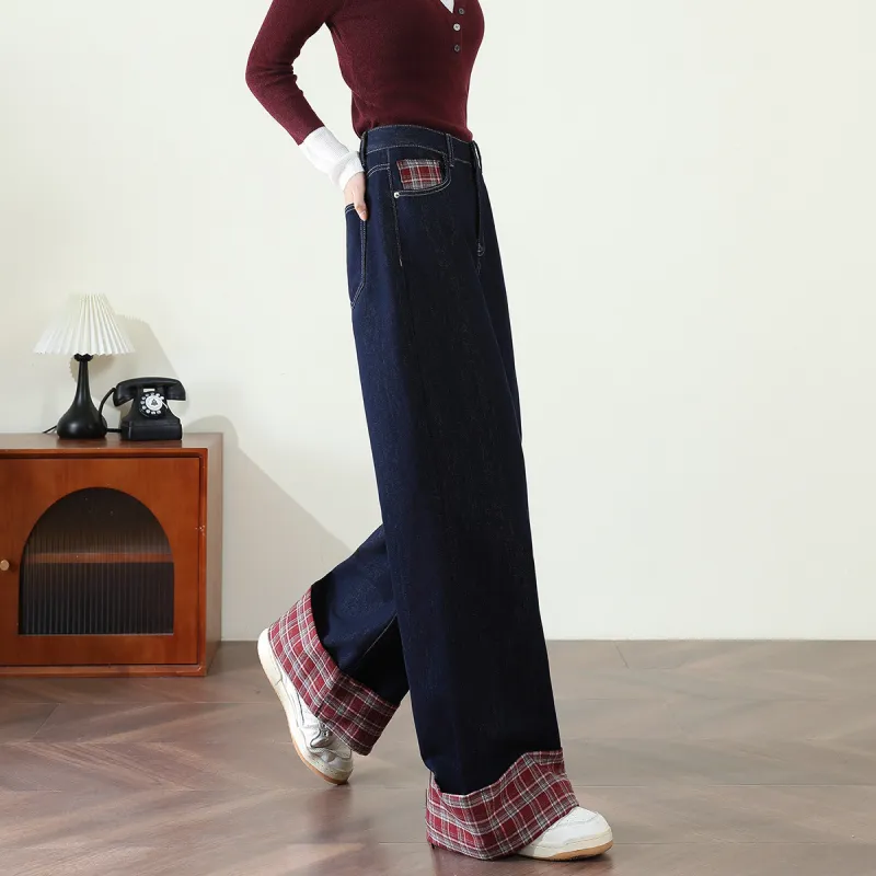 FAWENXIANGZI Jeans Women's Dark Blue-7