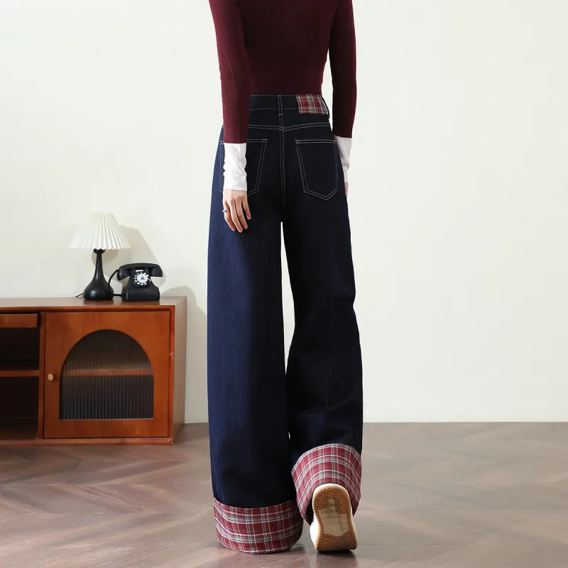 FAWENXIANGZI Jeans Women's Dark Blue-8