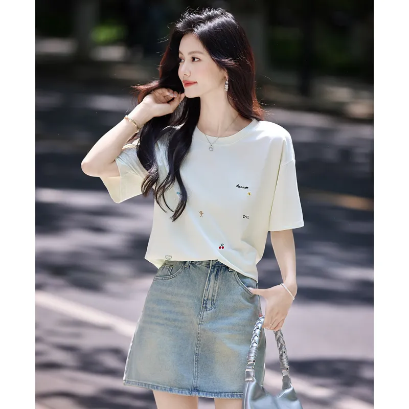 Still quiet T Shirts Women's Vanilla Green-2