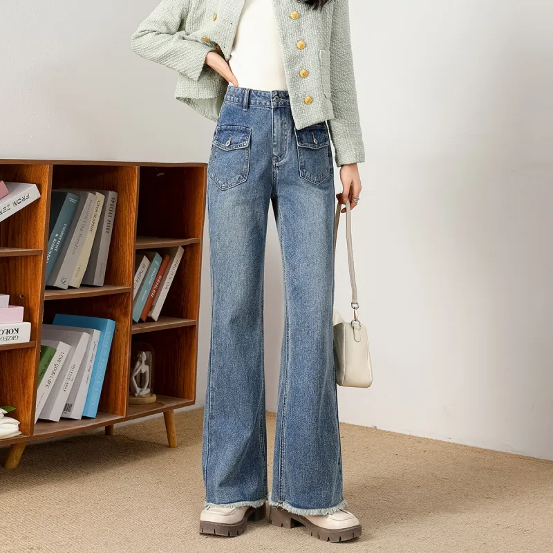 FAWENXIANGZI Jeans Women's Light Blue-6